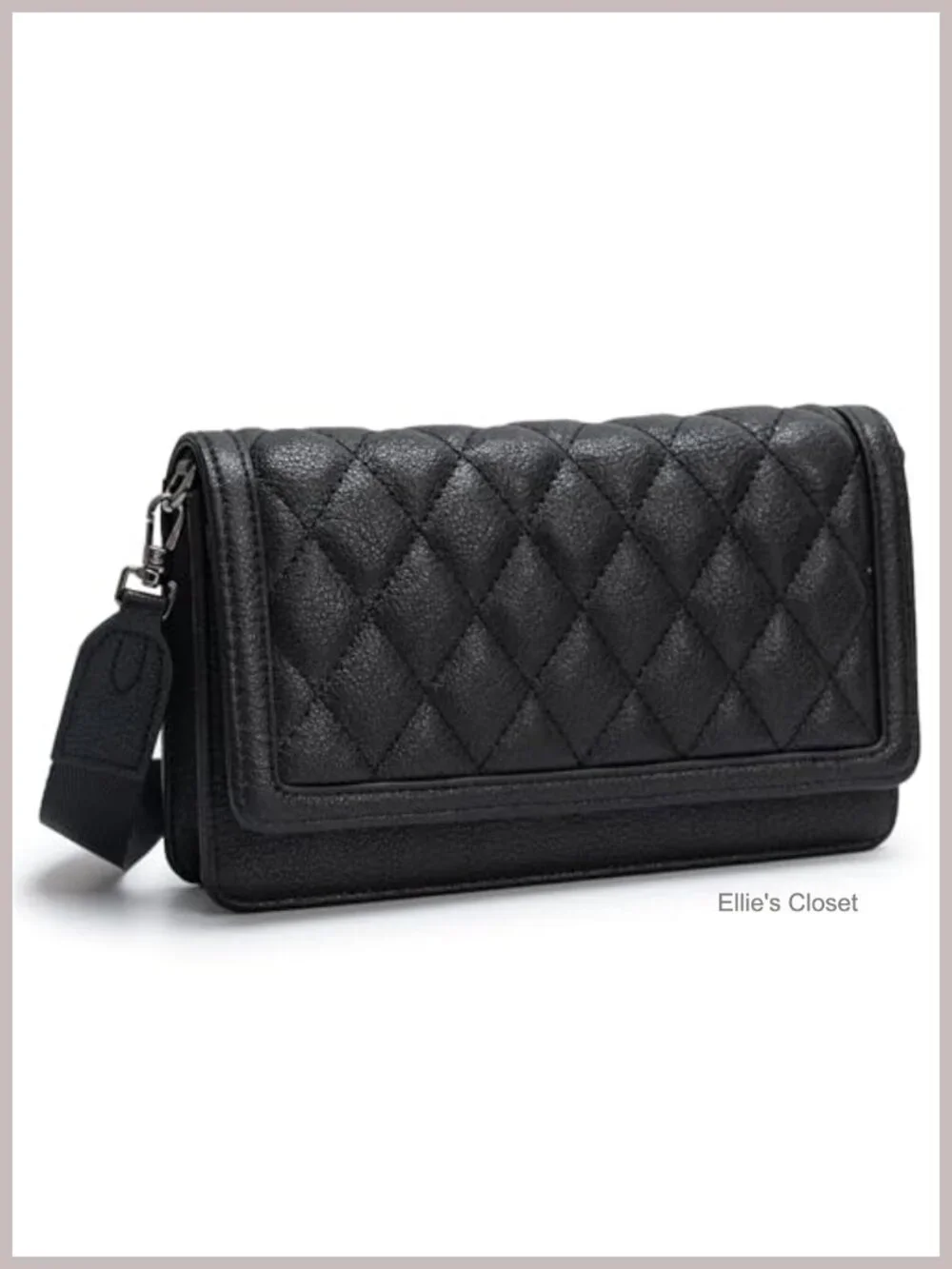 Quilted Vegan Leather Crossbody Bag with Card Slots & Phone Holder